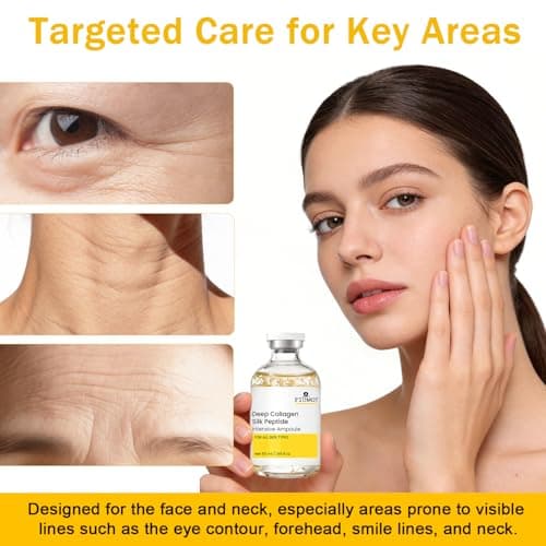Deep Collagen Silk Peptide Intensive Ampoule with 30 Peptides, ~120 Da Collagen & Panthenol, Hydrating and Firming Serum for Fine Lines, Face & Neck, 1.86 fl oz view 5