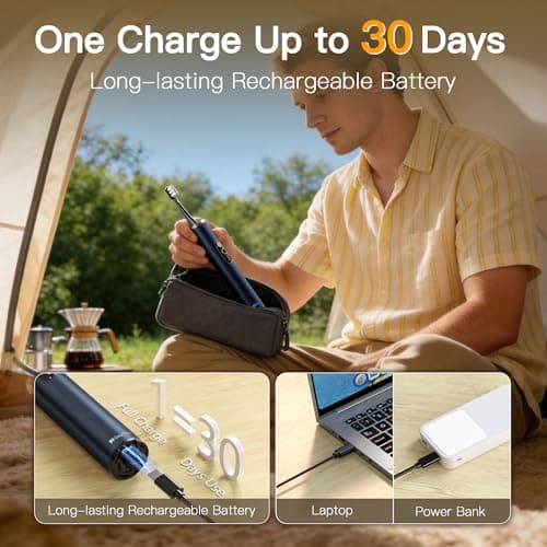 GearOra M23 Travel Electric Toothbrush for Adults, Retractable Portable Sonic Toothbrush, Aluminum Body, 30-Day Battery, Universal USB-C Charging, IPX7 Waterproof, Compact Travel Size Toothbrush view 4