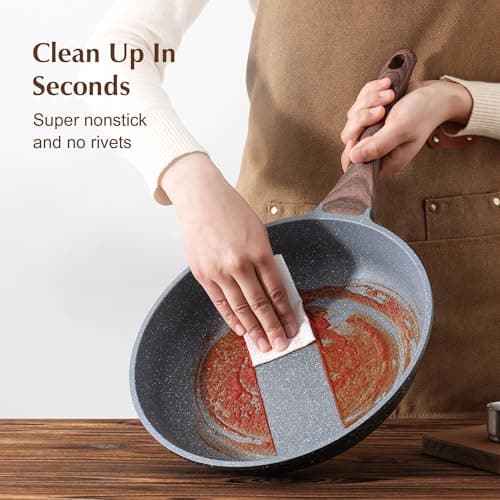 SENSARTE 12.5 Inch Nonstick Frying Pan Skillet, Swiss Granite Coating Omelette Pan, Healthy Stone Cookware, PFOA Free view 6