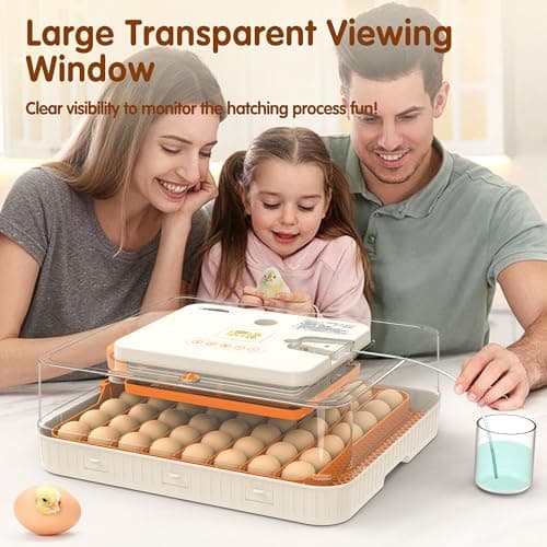 Incubator for Hatching Eggs, 56 Eggs Incubator with Automatic Egg Turning, Temperature & Humidity Control, LED Egg Candler, Incubation Days Display, for Chicken, Duck, Goose, Quail, Parrot Bird Eggs view 7