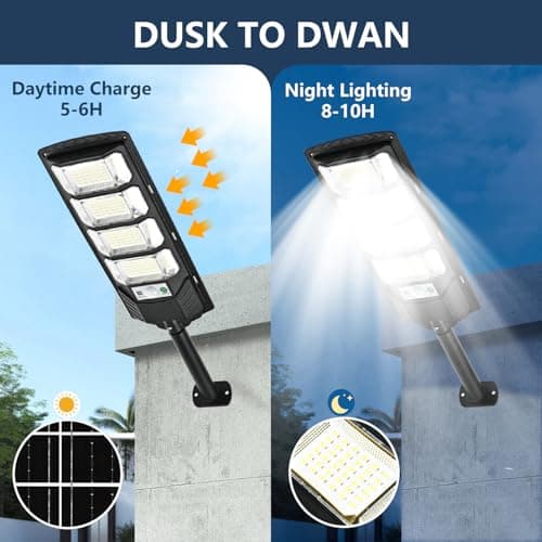 MATEPLUS Solar Lights Outdoor 2 Pack, 320° Wide Angle Street Lights Outdoor Waterproof, Solar Flood Lamp with Motion Sensor & Remote Control 12000LM for Yard, Parking Lot view 3