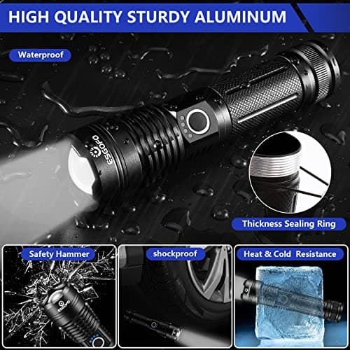 Esgofo Flashlights High Lumens 100000 Rechargeable, Super Bright Handheld LED Flash Light, Powerful Emergency Linternas, Waterproof, Long Lasting, for Hiking Camping Gift view 6