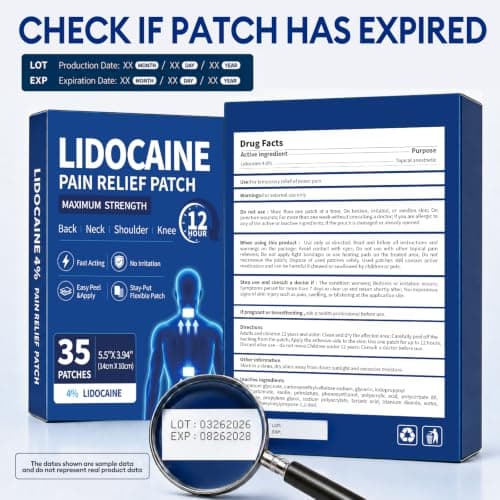 4% Lidocaine Pain Relief Patches, Maximum Strength, 35 Count | Up to 12 Hours of Continuous Relief for Back, Neck, Shoulder, Joint & Muscle Pain, Large 3.9” x 5.5”-2A1 view 2