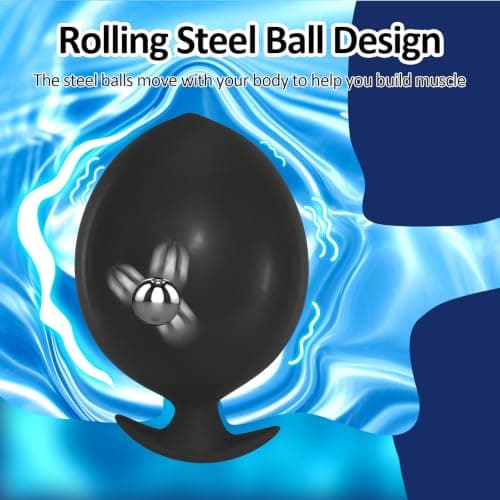 Silicone Inflatable Butt Plug,Black Anal Plug with Rolling Steel Ball view 4