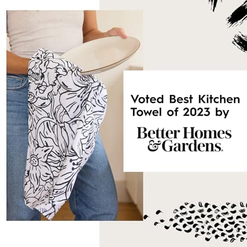 GEOMETRY Bar Towels for Kitchen - Spring & Summer Collection - Premium Towels for Cleaning Dishes & Glassware - Absorbent & Fast Drying Kitchen Towels - Soft Floral, 12" x 14" - 1-Piece view 6