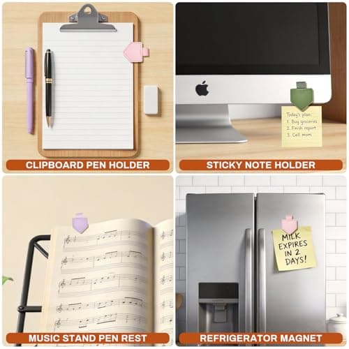 2Pcs Magnetic Leather Bookmarks with Gift Box Triangle-Shaped Magnetic Pen Holder Book Marks Clip Gift for Book Lover Readers Cute Bookmark for Women, Pink view 5