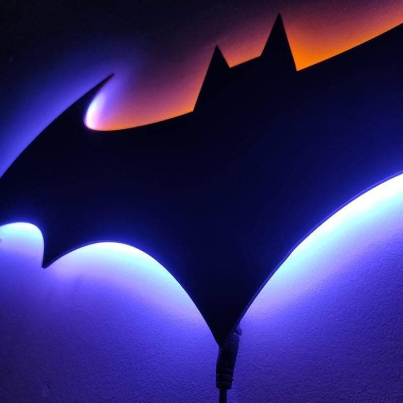 Superhero LED Lamp Decor Night Light with 16 Colors Remote, Wall Sconce, Acrylic Engraved, Kids Room Wall Lamp, Mirror (Black) view 7