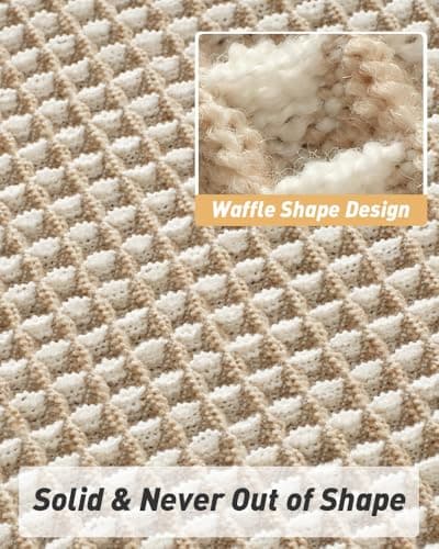 AMOAMI Upgraded Waffle Bath Mat, Super Absorbent Non Slip Bath Mats for Bathroom Floor, Machine Washable Bathroom Rugs with Tassels, Rubber Backed Bathroom Mats, Ultra Soft, 17" x 24",Brown & Cream view 5