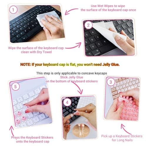 Raised Keyboard Stickers for Long Nails with Letters - Heart-Shaped Antistatic Silicone Protective Cover with Tweezers, Wet Wipes, Dry Towel & Jelly Glue, Ideal for Typing, Gaming & Nail Art (70 Pcs) view 3