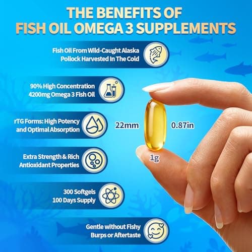VivoNu Triple Strength Omega 3 Fish Oil - 4200mg, 300 Softgels | Enteric-Coated for No Fishy Aftertaste | Wild-Caught | Third-Party Tested view 4