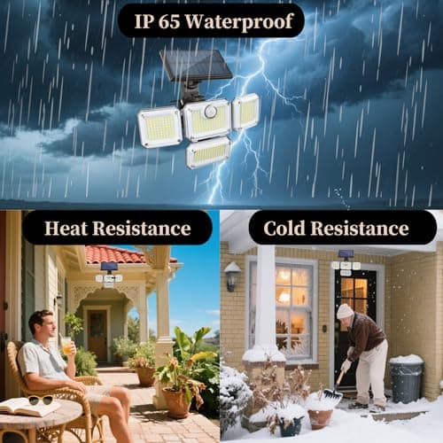 Virexalm Solar Lights Outdoor Motion Sensor,Stocking Stuffers Gifts for Adults Mom Men Teen,333 LED Solar Powered Security Flood Lights,IP65 Waterproof Wall Light for Garden Decor Patio Yard view 4
