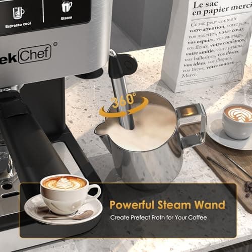 Geek Chef Espresso Machine with Milk Frother, 20 Bar Automatic Espresso Maker, Fast Heating Coffee Maker for Cappuccino, Latte & Iced Coffee, Easy to Use & Clean, for Home Barista view 6