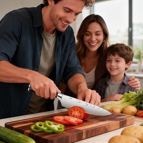 Nanbone Kitchen Knife Set 2 Piece High Carbon Stainless Steel Professional Chef Knife Set with Ultra Sharp Blade & Wooden Handle, Kitchen Knife Set 2 Pcs-Chef's Knife 8 Inch & Utility Knife 5 Inch view 2