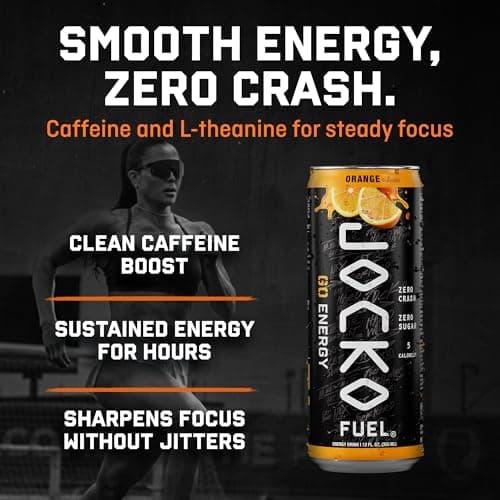 Jocko GO Energy Drink (Afterburner Orange) - Keto, Vitamin B12, Vitamin B6, Electrolytes, L Theanine, Magnesium- Energy Boost, Sugar Free Nootropic Monk Fruit Blend - 12 Pack view 3