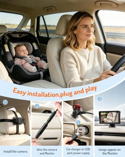Kidsneed 7 inch HD 1080P Split Screen Baby Car Camera for 2 Kids view 2