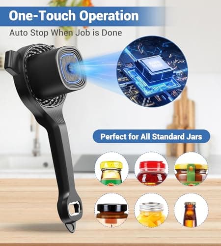 Electric Jar Opener for Seniors with Power-Clamp Technology, 2-in-1 Patent Automatic Jar & Bottle Opener Rechargeable 800mAh Hands-Free Opener with Bonus Anti-Slip Gripper Pad for Beer, Dressing, Jar view 3