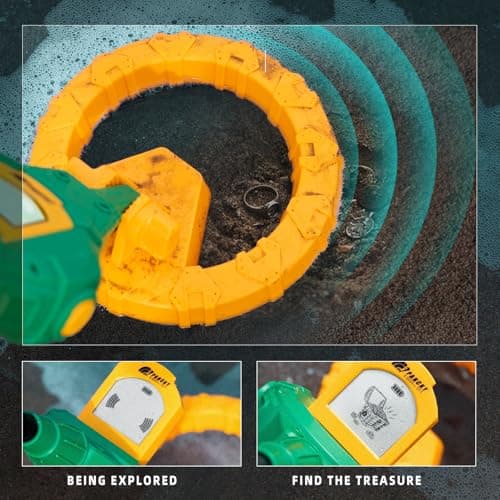 PANCKY Metal Detector for Kids, IP68 Waterproof 3-10 Year Kids Metal Detector Kit with LCD Display, Automatic Sensitivity Adjustment, 6.6" Search Coil, 1.65lb Lightweight, Gift for Boys & Girls, Green view 5