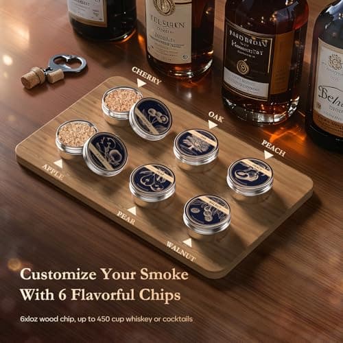 AMZSEAT Electric Whiskey Smoker Kit-Rechargeable Cocktail Smoker Set with 6 Wood Chips-Unique Bourbon Ideal Christmas, Birthday, Valentine's Day Gift,Gifts for Men, Dad, Husband view 4
