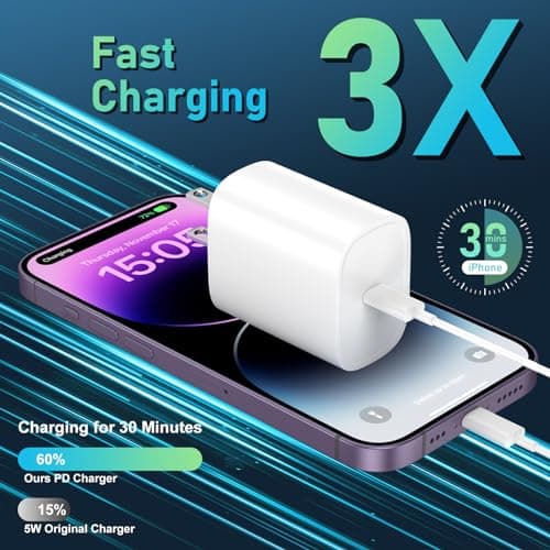 iPhone 14 13 12 11 Charger Fast Charging [MFi Certified],10FT Long Lightning Cable with 20W USB C Charger Block for iPhone 14/14 Pro Max/13/13 Pro Max/12/12 Pro Max/11/11Pro/XS/Max/XR/X,iPad,White view 3