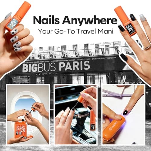 Modelones Black Gel Nail Polish Kit with UV Light, Christmas Silver One Step Gel Polish No Need Base & Top Coat, 3 in 1 Set Glitter Fall Soak Off Nail Lamp Manicure DIY Salon at Home Gift view 6