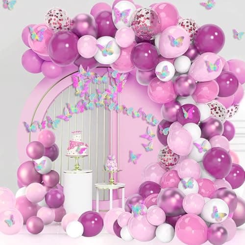 3D Butterfly Wall Decor 3 Sizes 4 Styles Butterfly Party Decorations Cake Decorations Removable Stickers Wall Decor Room Mural Metallic (Laser Pink, 48Pcs) view 6