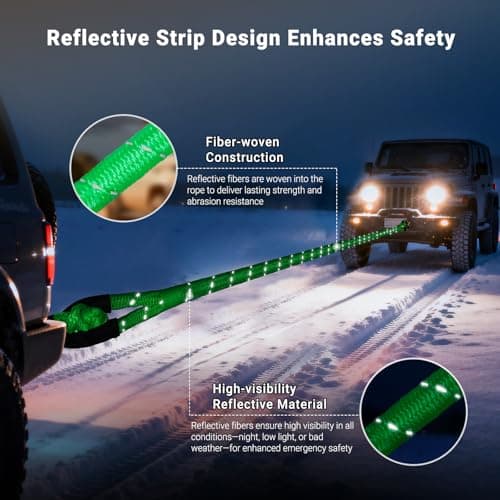 DAJOUJS Kinetic Recovery Tow Rope 7/8" x 30ft Tow Strap 48500lbs Snatch Strap with 2Pcs Soft Shackles 56000lbs Break Strength Heavy Duty Kinetic Towing Rope for Truck ATV UTV Offroad Recovery Rope Kit view 6