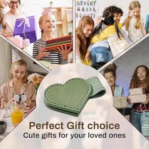 2Pcs Magnetic Leather Bookmarks with Gift Box Heart-Shaped Magnetic Pen Holder Book Marks Clip Gift for Book Lover Readers Cute Bookmark for Women, Green view 6