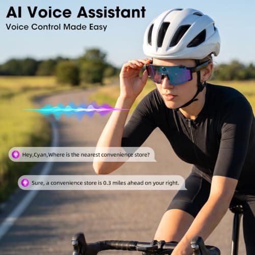 AI Smart Glasses with POV Camera, 4K Video Recording for Cycling & Hiking | Sport Sunglasses, AI Voice Assistant, Bluetooth Calls, Real-Time Translation, Dual-Mic ENC, 6-Axis EIS, UV400, IP65 view 5