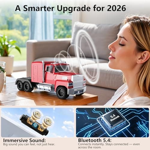 AONOX Cybertruck Bluetooth Speaker, Mini Bluetooth Car Speaker with LED Lights, FM Radio, USB TF Card, TWS Stereo Sound, for Desk Gaming Outdoor, Gift for Car Lovers view 2