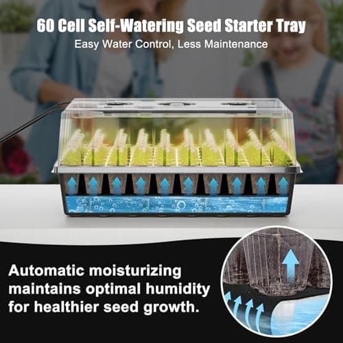 Gaprass 60 Cell Self-Watering Seed Starter Tray with Grow Light and Heat Mat,Seed Starter Kit,Humidity Domes,Auto Timer,Flexible Brightness Seedling Starter Trays for Seed Starting & Seeds Growing view 3