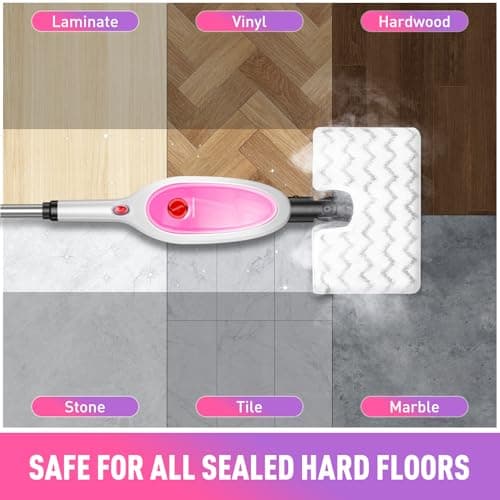 Steam Mop, Detachable Handheld Steam Cleaner with 10-in-1 Multipurpose Accessories, Two-sided Mop, Double Cleaning Area, Multi Surfaces Steamer for Wood Floor, Tile, Window, Clothes, Furniture & Grout view 5
