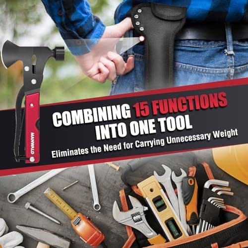 15 in 1 Multitool Axe Hatchet, Valentines Day Gifts for Him Adults, Camping Accessories Survival Gear, Multi Tool for Camping Hiking Survival, Cool Gadgets Gifts for Men, Husband, Boyfriends view 6