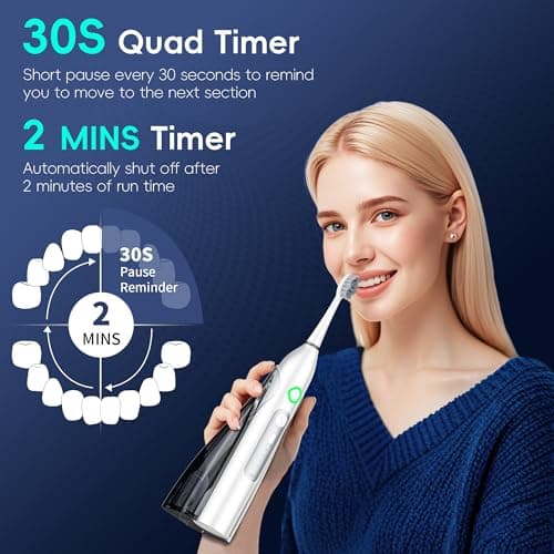 OILSAO Electric Toothbrush with Water Flosser 3 in 1, Sonic Flossing Toothbrush with 3 Modes & 5 Speeds, 4 Brush Heads, Portable for Travel, for Adults Teeth Cleaning and Plaque Removal,White view 5
