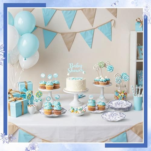 NatNarr 30 Pcs Blue Floral Paper Plates, 7 Inch Tea Party Plates Vintage Chinoiserie Flower Plate Disposable Blue and White Dessert Plate for Spring Garden Party Baby & Bridal Shower Birthday Wedding view 6