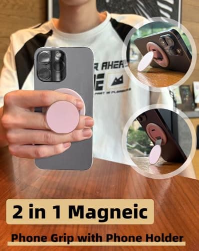 YIUS Ultra-Thin for MagSafe Phone Grip, Multi-Angle Cell Phone Ring Holder Stand with Flexible 360° Rotation Metal Hinge, Magnetic Finger Grip Kickstand for iPhone 16/15/14/13/12 view 5