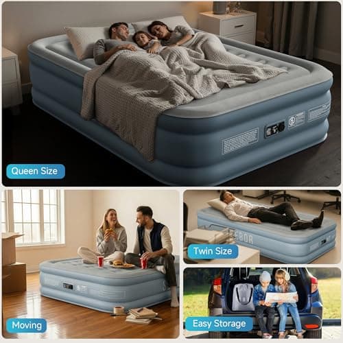 Sebor Air Mattress Twin with Built-in Pump 18", Comfortable Self-Inflating Blow up Mattress with High-Speed Pump, Durable Twin Size Air Mattress with Storage Bag for Guests, Moving, Camping, Travel view 6