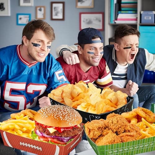 LyhongParty 48PCS Superbowl Party Decorations,5lb Large Serving Boats for Football Party Decorations, Football Paper Food Trays, Superbowl Party Supplies view 2