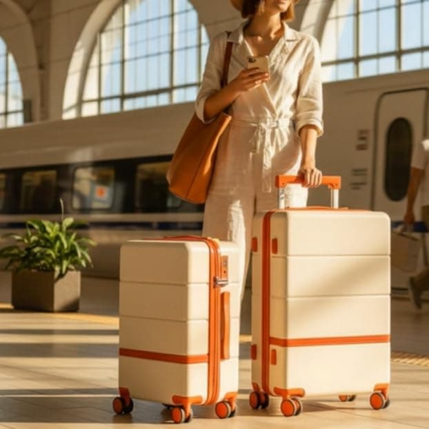 Maungti Luggage Sets, 2 Piece Suitcase set with wheels Tsa Lock 20/24 inchi Hardshell Waterproof Travel Suitcases luggage for Women/Men/Family (Orange) view 6