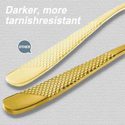 Runfly 20 Piece Hammered Gold Silverware Set, 18/10 Stainless Steel Flatware Set, Modern Kitchen Utensil Set Service for 4, Tableware Set, Cutlery Set Including Fork Spoon and Knife view 3