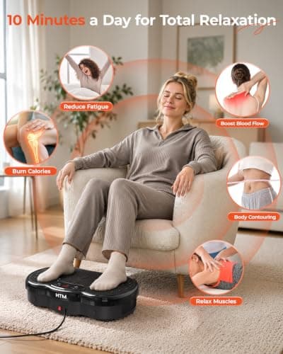 HTM Vibration Plate Exercise Machine, 9 Modes & 120 Speeds, Body Shake Plate with Resistance Bands Slot & Remote Control, Shake Board for Weight Loss Fat Burner Home Fitness Workout view 3