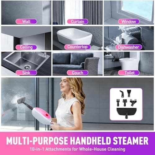 Steam Mop & Detachable Handheld Steamer 2-in-1 Design, 20s Fast Heat-Up, 16FT Power Cord, 10-in-1 Multi-Purpose Steam Cleaner for Hardwood Floors/Carpet/Tile/Grout/Window/Stove for Deep Home Cleaning view 4
