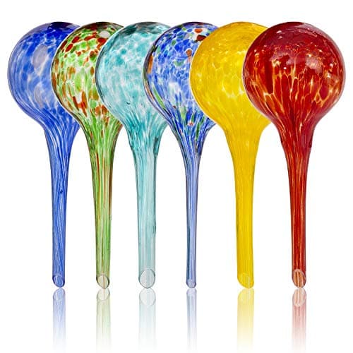 Besti Large Self Watering Globes for Plants (6-Pack) Waters Greenery Up to 2 Weeks Hands Free | Durable, Multicolored Glass Craftsmanship | Indoor and Outdoor Use - Measures 12” x 3.5” — image 1