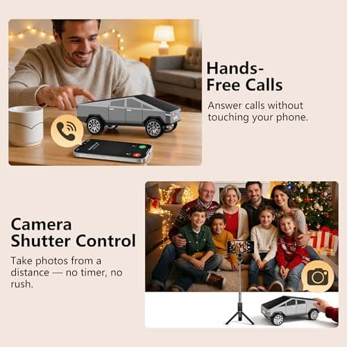 AONOX Cybertruck Bluetooth Speaker for Car, Mini Wireless Speaker with LED Lights, FM Radio, USB/TF Card, TWS Stereo, Desk Gaming Outdoor Use, Gift for Car Lovers view 5