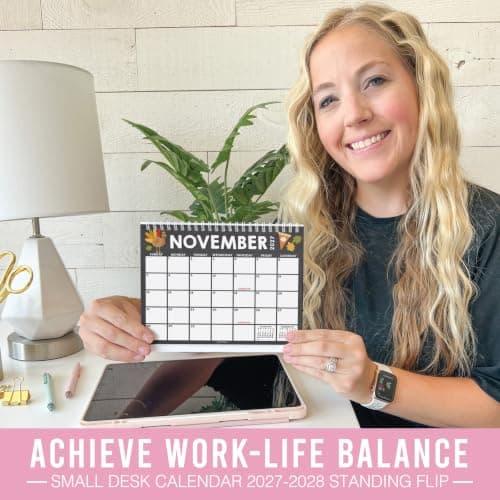 Small Desk Calendar 2027 Standing Flip - 2027 Desk Calendar Small | 18-Month Standing Desks Calendars for Home, Office & School, Mini Desks Calendars, Gifts for Coworkers, Teachers & Students view 3