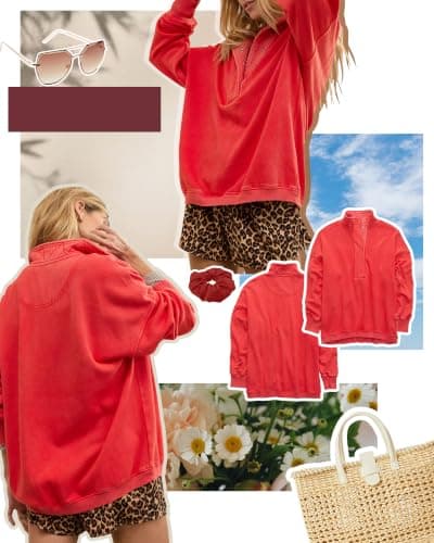 Gacaky Sweatshirt for Women Oversized Henley Neck Pullover Top Fall Outfits view 4