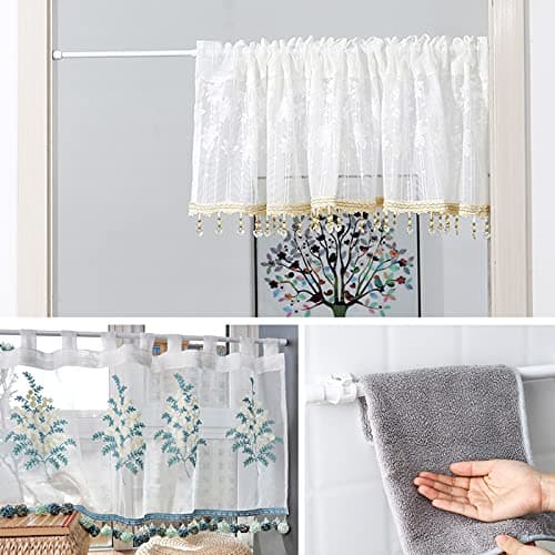 Upgrade Tension Rod, OEH Tension Rods, No Drilling Rustproof Tension curtain rod, Spring Adjustable Tension Rods for Window, Bathroom, Closet, Kitchen, Doorway, 0.9" Diameter (28"to 48"-2PCS) view 7