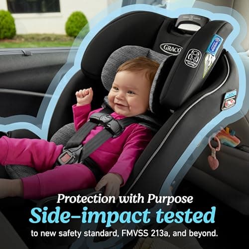 Graco Slimfit 3-in-1 Convertible Car Seat, Slim Car Seat with Space-Saving Design, Highback Booster Seat with 10-Position Headrest, Rear Facing and Forward Facing Carseat view 5