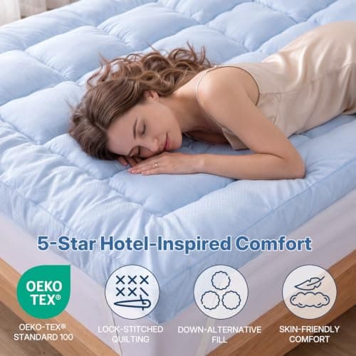 Nisleep Mattress Topper Queen Pillow Top Soft Plush for Back Pain | Fluffy Comfort Soft, Plush Cushioning, Queen Bed Fit, Breathable Airy Fiber Fill, Anchor Straps, Secure Fit, Less Shifting view 2
