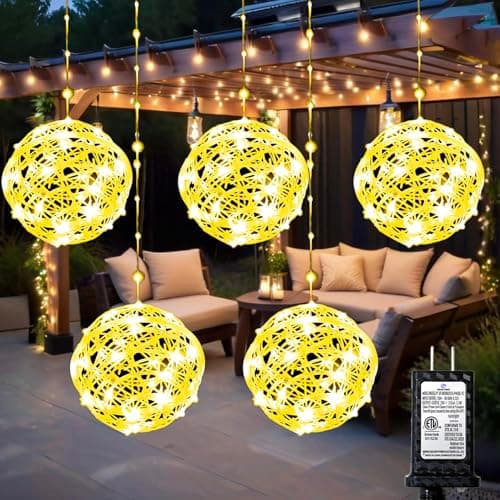 WISEgham Christmas Ball Lights - Outdoor Tree Globe String Lights, 8 Modes Waterproof Sphere Lantern Lights, Christmas Decor for Tree Garden Porch (Warm White, 5pack) — image 1