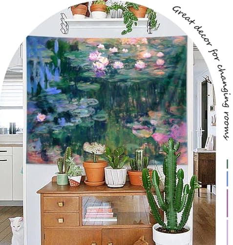 ARTCREATOR Monet Waterlily Wall Tapestry Green Floral Plant for Bedroom, Monet Wall Art Posters for Room Aesthetic, Small Nature Vintage Tapestry for Living Room Dorm (29" x 37")-04 view 4